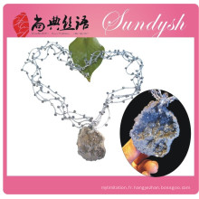 Collier de pierres précieuses tressé multicolore de style chinois bijoux